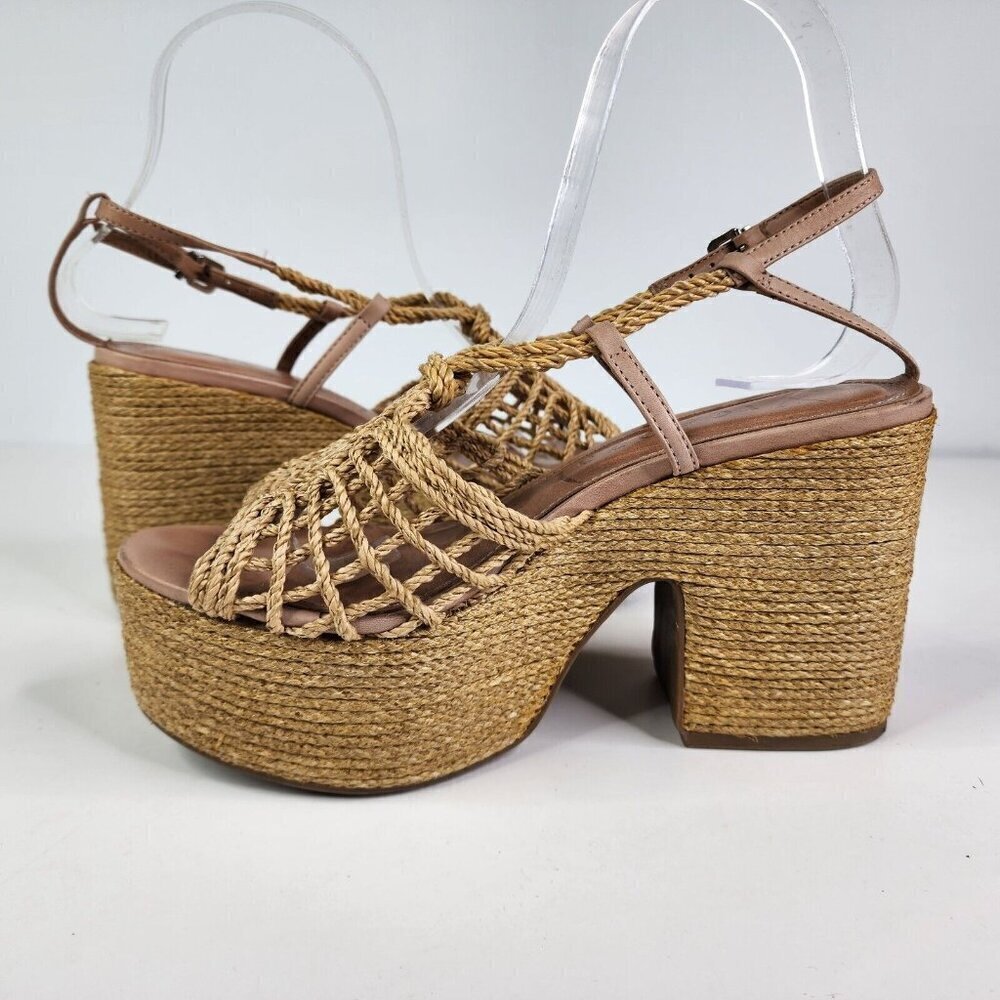 Vicenza Anthropologie Melissa Woven Platform Sandals In Boho Beige Size US 6 - Picture 13 of 16